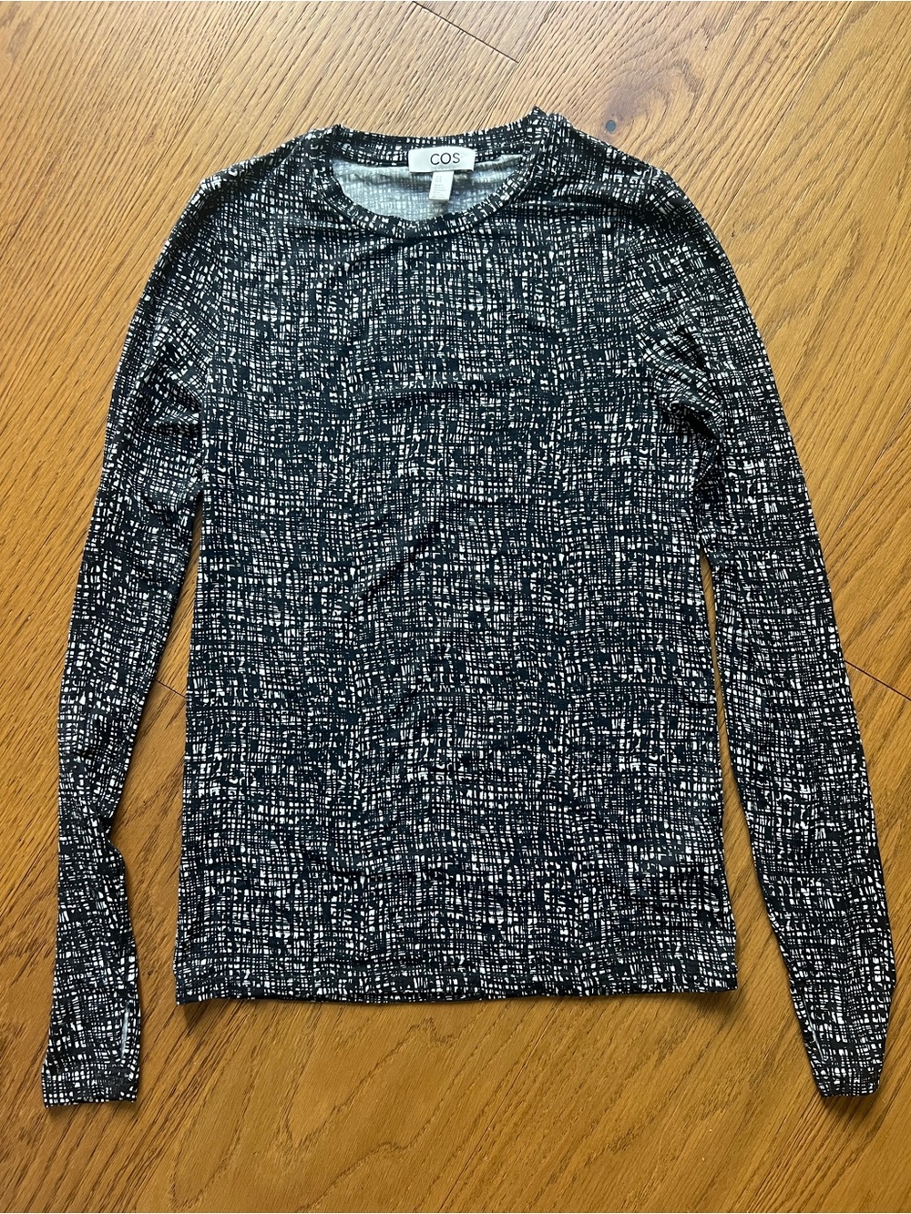 Cos Black and White Lines Long Sleeve Top